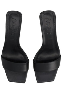 Aeyde women’s sandalo gilly con tacco black black leather mules with sleek minimalist design and square heel