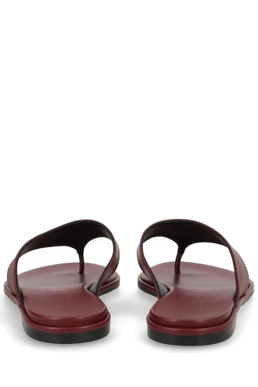 Aeyde women’s sandalo infradito amaya red burgundy leather thong sandals with minimalist design and black rubber soles