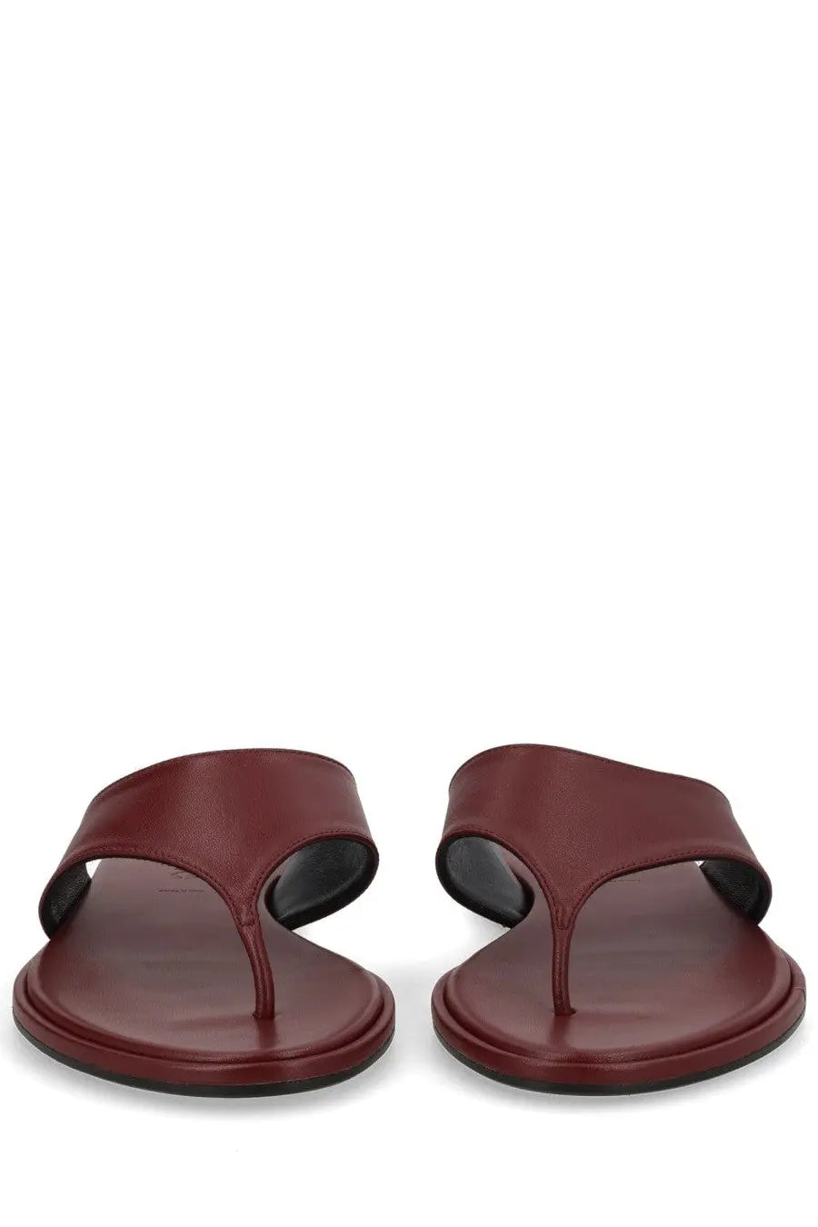Aeyde women’s sandalo infradito amaya red burgundy leather thong sandals with minimalist design and black rubber soles
