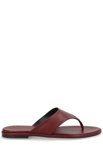 Aeyde women’s sandalo infradito amaya red burgundy leather thong sandal with black insole and sole shown from back