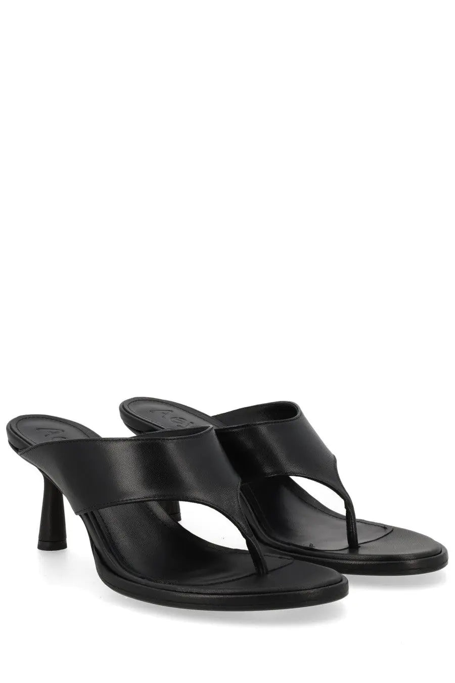 Aeyde women’s sandalo olenna con tacco black sleek black leather thong sandals with slender high heel minimalist design