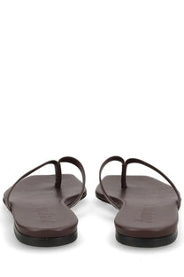 Aeyde women’s Sandalo Renee brown leather thong sandals with minimalist design and subtle brand embossing on the sole