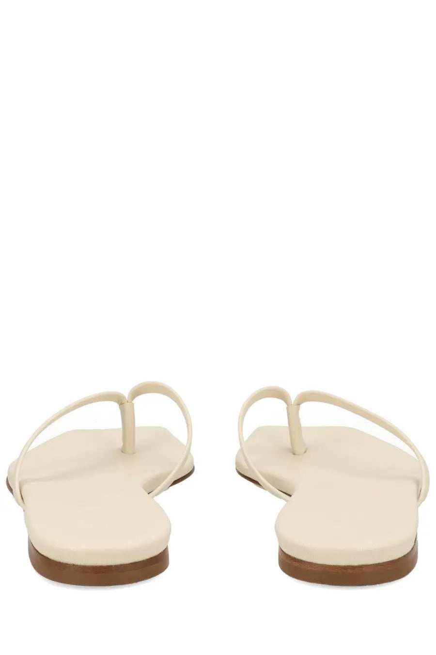 Aeyde women’s sandalo renee white cream-colored minimalist thong sandals with flat sole and thin straps