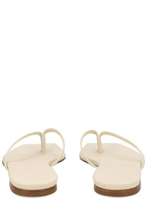 Aeyde women’s sandalo renee white cream-colored minimalist thong sandals with flat sole and thin straps