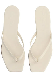 Aeyde women’s sandalo renee white cream-colored square-toe flip-flops with minimalist design and smooth matte finish