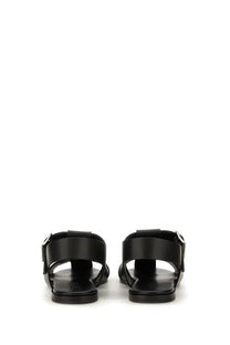 Aeyde women’s sandalo whit black leather sandals with a sleek minimalist design and metallic buckle accents