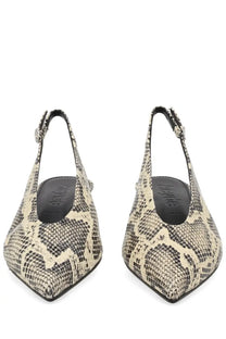 Aeyde women’s shoe camila pattern beige and black snake-print slingback flats with pointed toe design