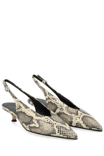 Aeyde women’s camila pattern beige and black snake-print slingback heels with low kitten heel
