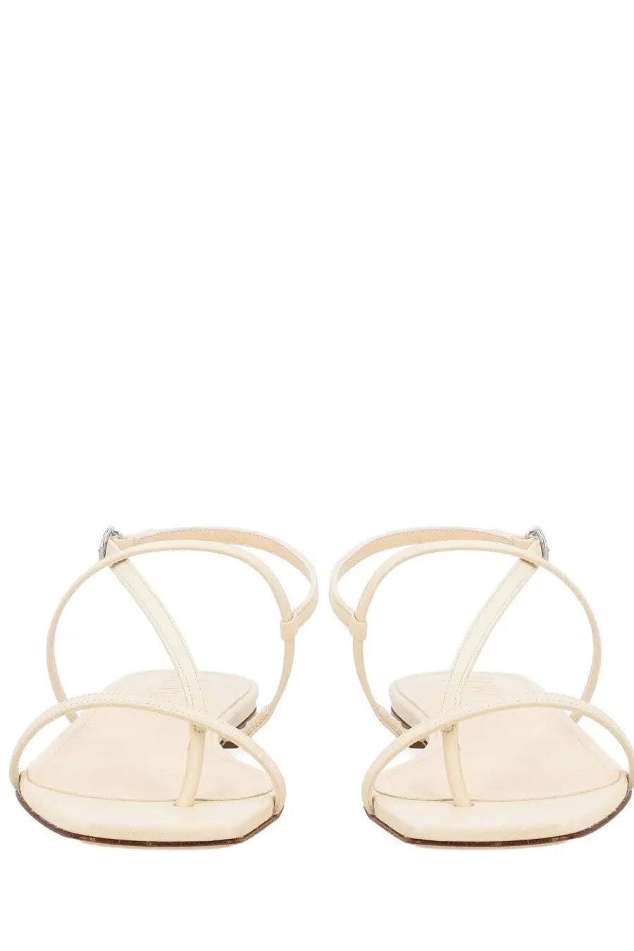 Aeyde women’s thong sandal Ella White cream-colored minimalist design with thin intersecting straps and sleek modern style