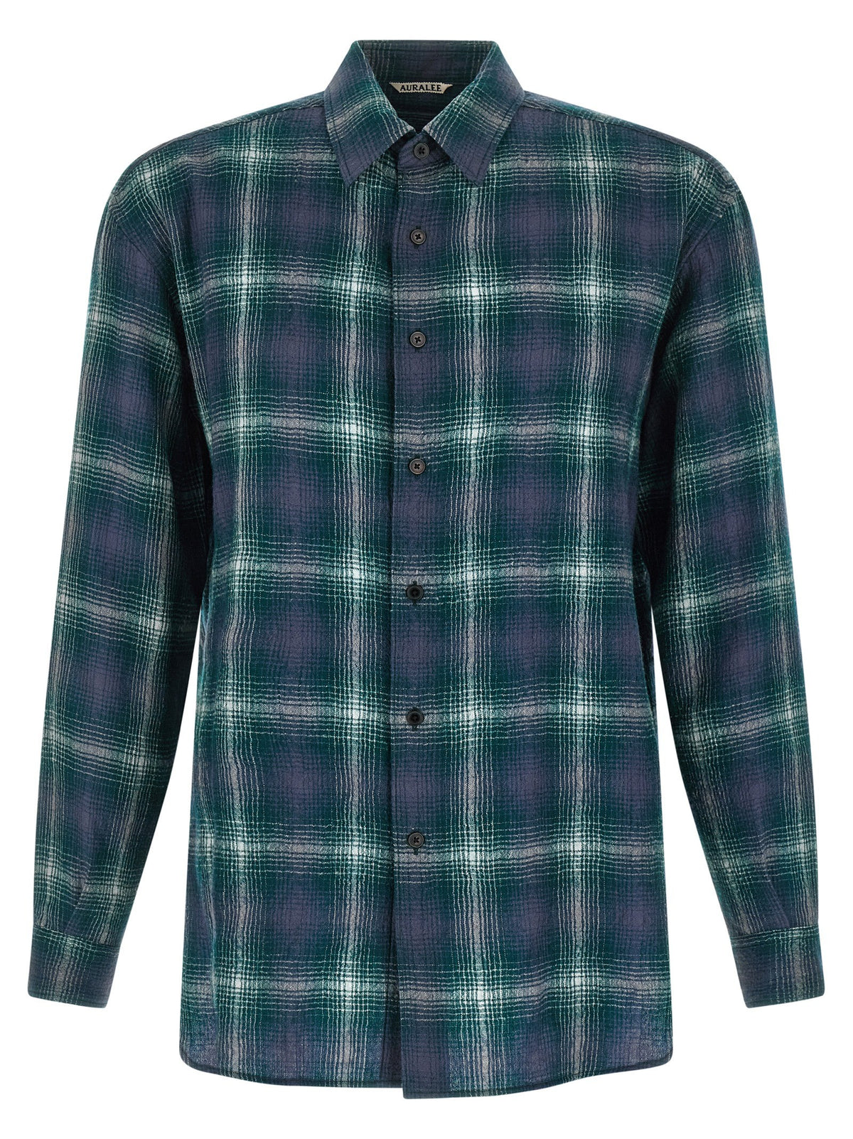 AURALEE Airy Wool Check Shirt Green