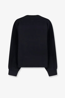 Alaïa women’s black cotton crewneck sweatshirt with ribbed cuffs and hem featuring a minimalist design