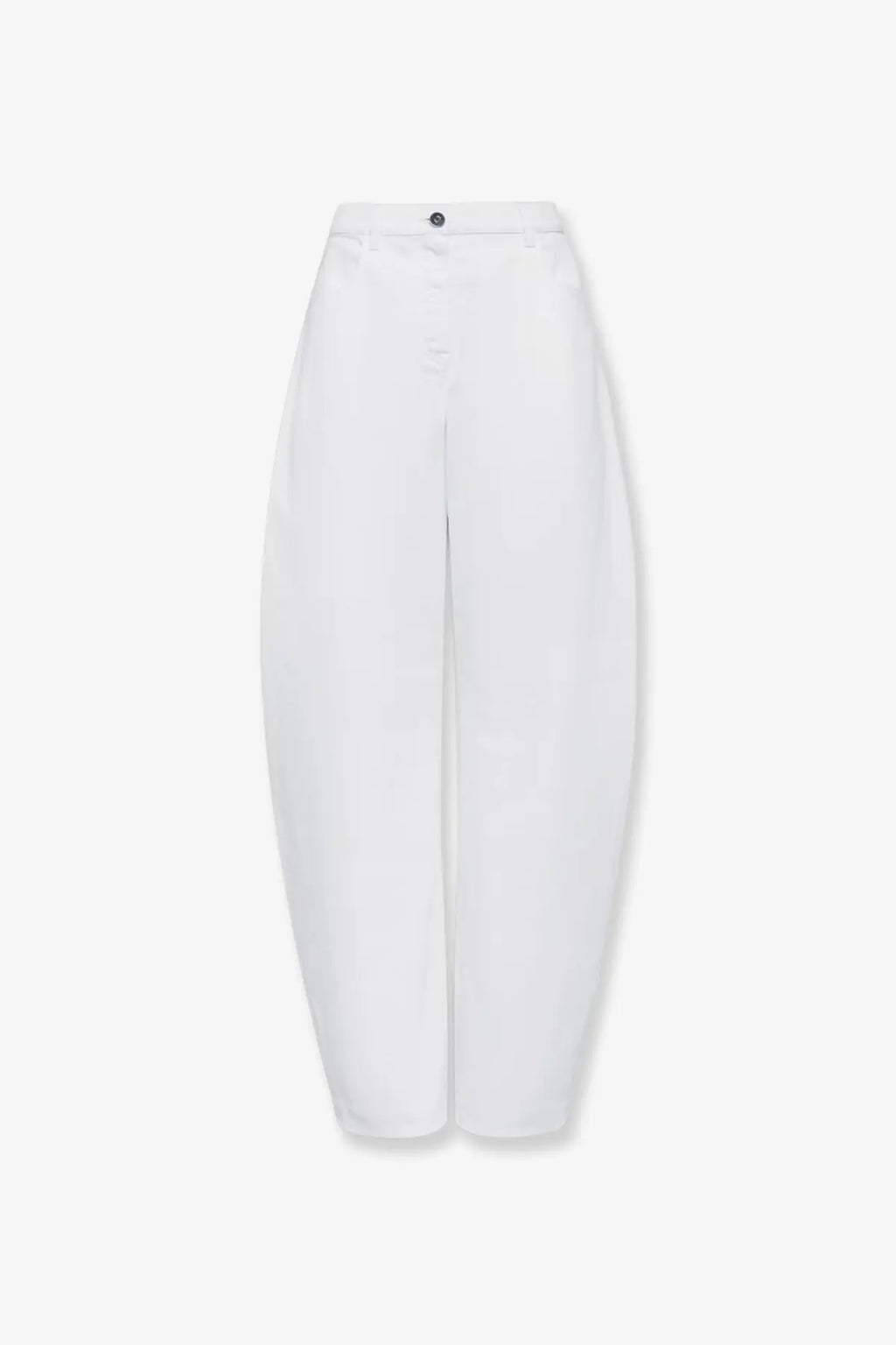 Alaïa women’s white high waisted denim trousers with sleek minimalist design and subtle front pleats