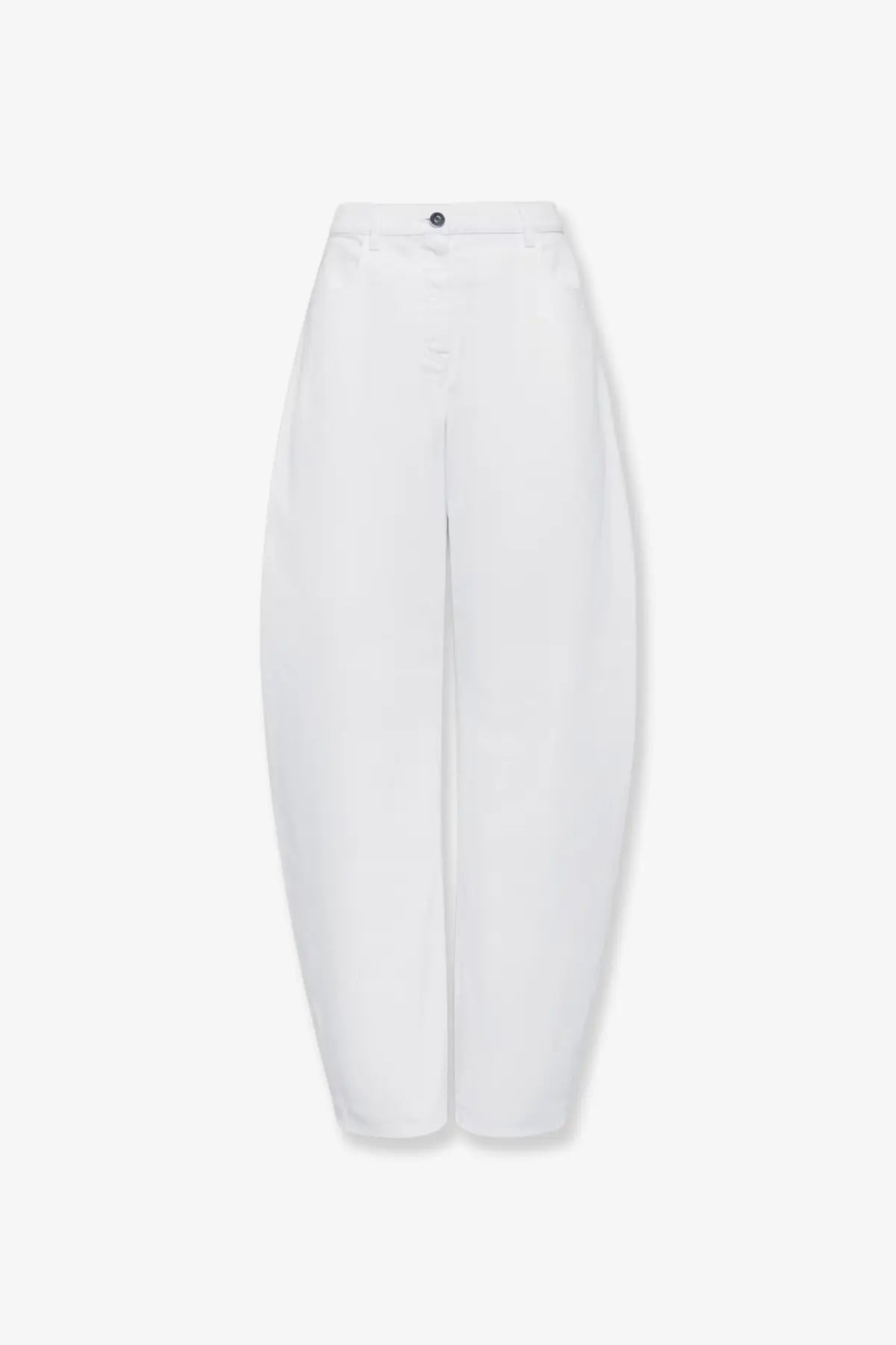 Alaïa women’s white high waisted denim trousers with sleek minimalist design and subtle front pleats