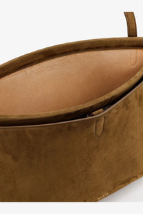Alaïa women’s le click pocket nabuck shoulder bag green with tan suede tote and soft textured interior