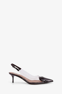 Alaïa women’s le coeur pvc and leather pumps in purple with black patent leather and transparent plastic slingback heel