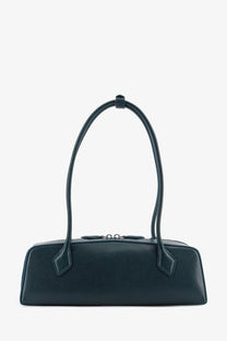 Alaïa women’s le teckel dark green leather handbag with curved top handles and a sleek minimalist design