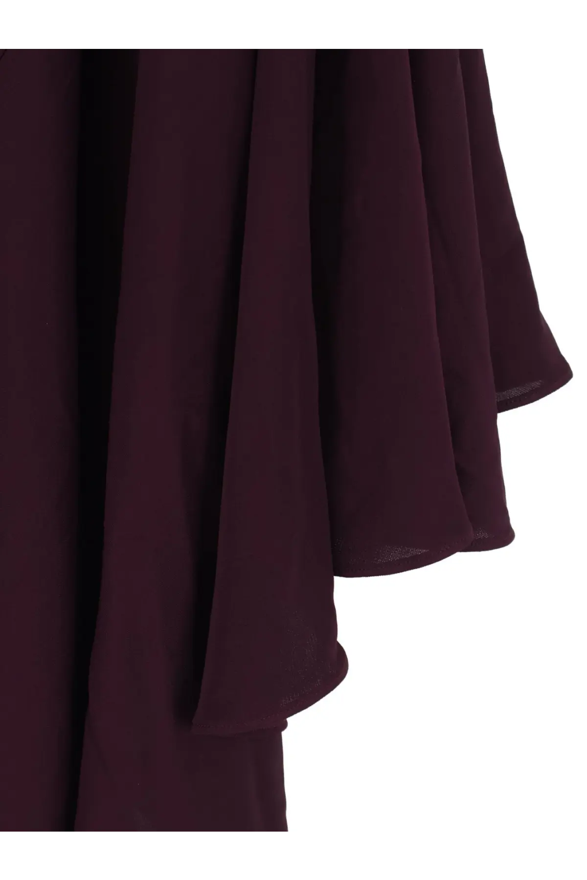 Alaïa women’s long asymmetrical viscose dress in deep burgundy with flowing chiffon skirt and subtle pleats