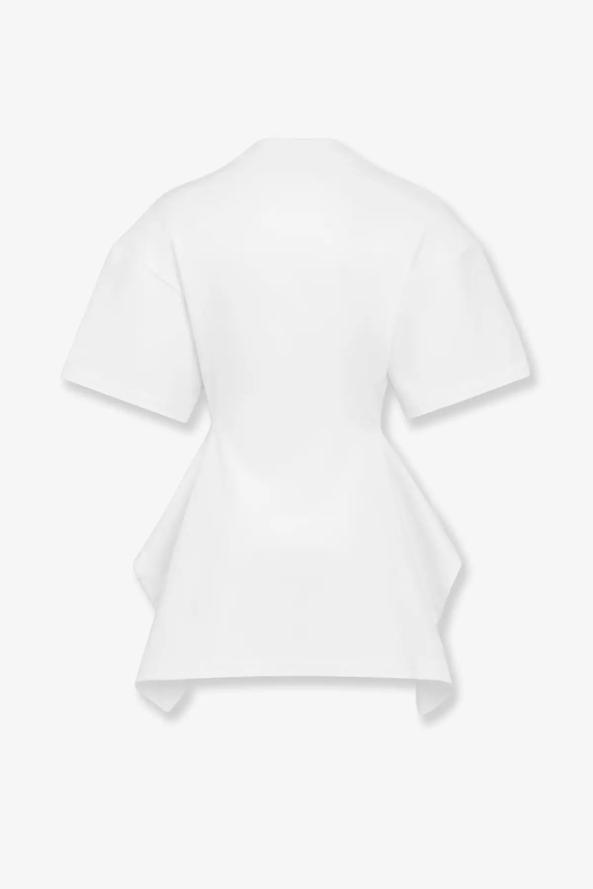 Alaïa women’s white cotton short-sleeved top with paneled peplum hem for a stylish look