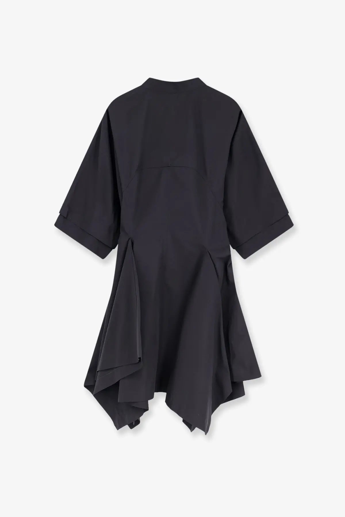 Alaïa women’s black panelled cotton dress with short sleeves and layered ruffle hem in asymmetrical design