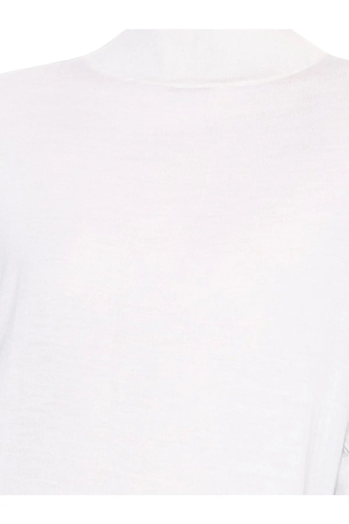 Alaïa women’s white crew-neck peplum sweater made of virgin wool with soft smooth fabric texture