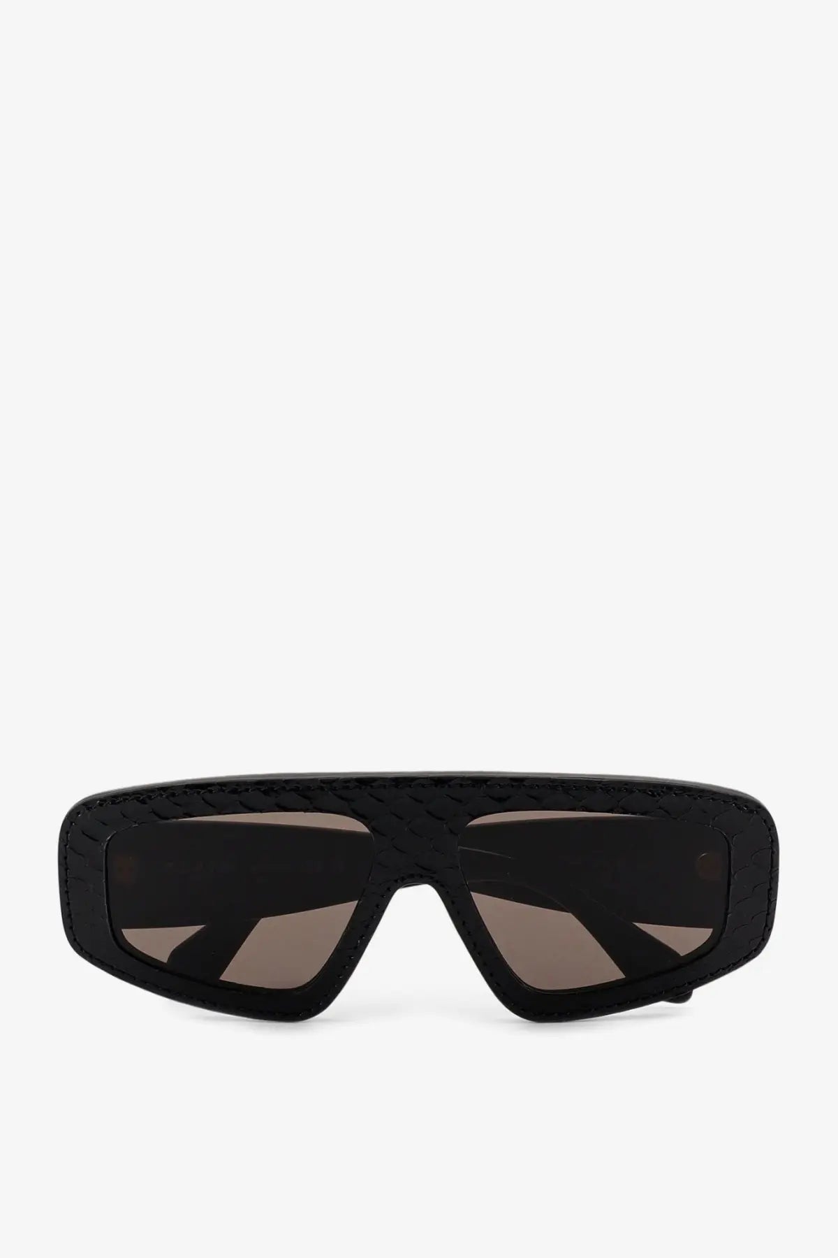 Alaïa women’s black sunglasses with textured woven acetate frame and dark brown gradient lenses