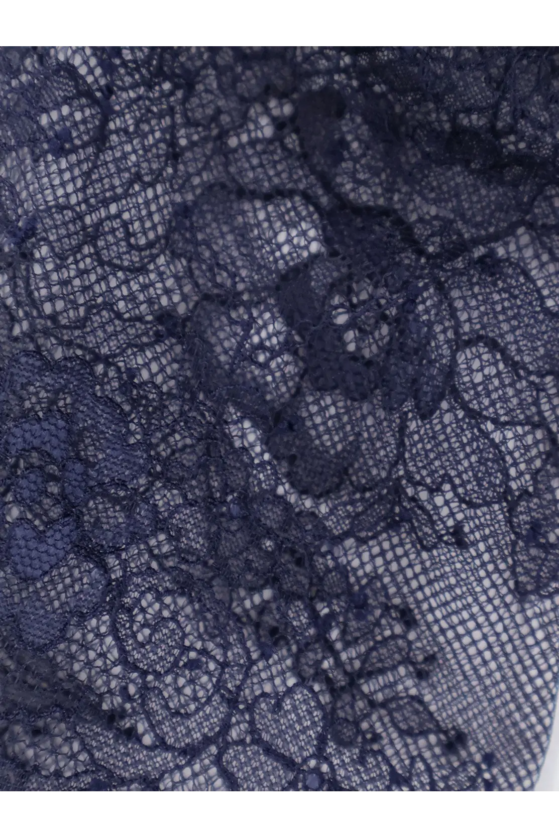 Alberta ferretti women’s lace shrug in dark navy with intricate floral and heart lace patterns