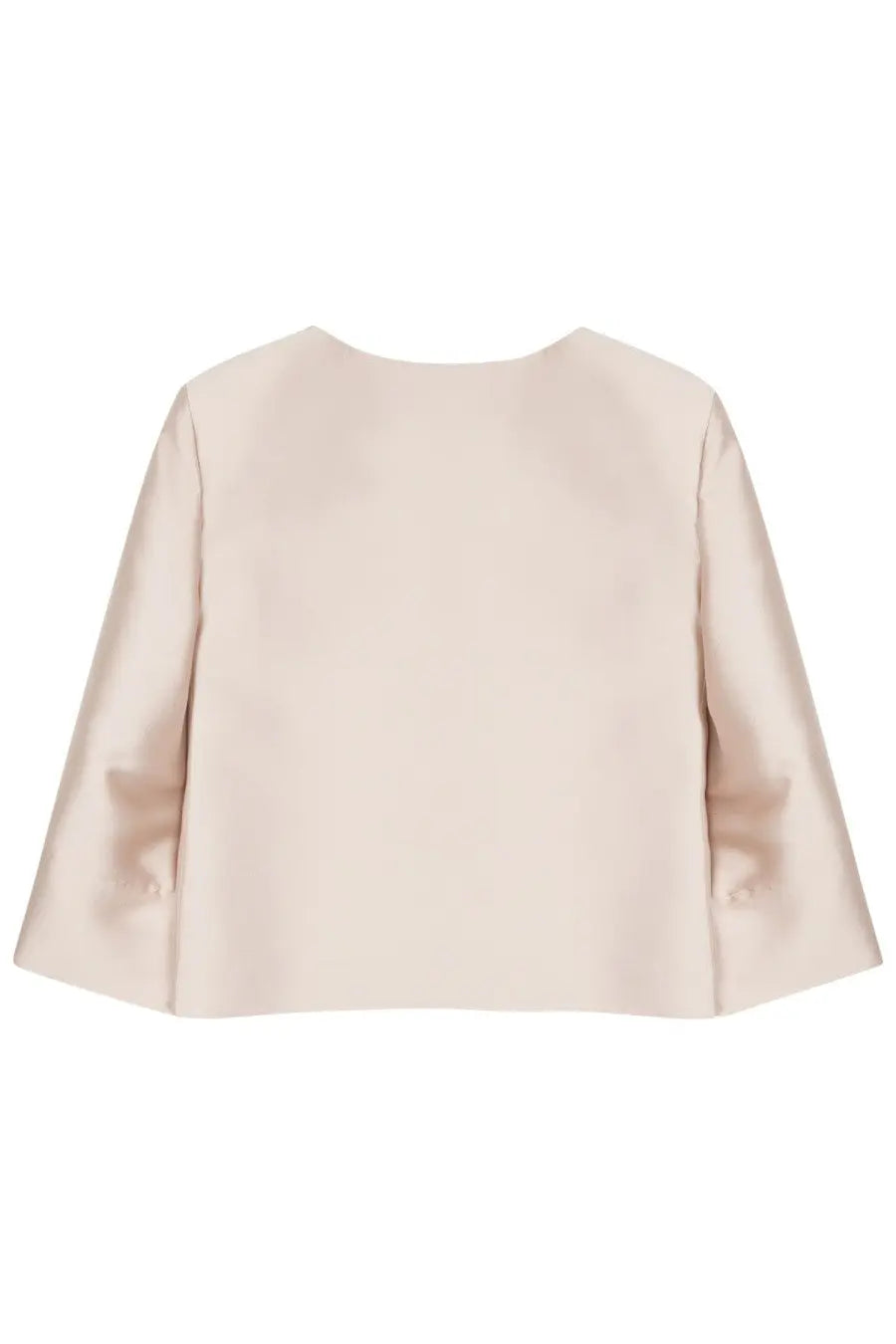 Alberta Ferretti women’s beige mikado jacket in soft satin with wide slightly flared cropped sleeves