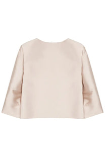 Alberta Ferretti women’s beige mikado jacket in soft satin with wide slightly flared cropped sleeves