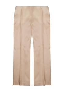 Alberta Ferretti women’s pantalone dritto in seta beige satin trousers with straight-leg cut and subtle waist pleats