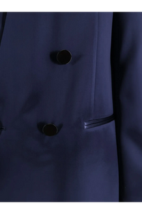 Alberta Ferretti women’s satin blazer blue in dark navy with polished black buttons and subtle stitching details