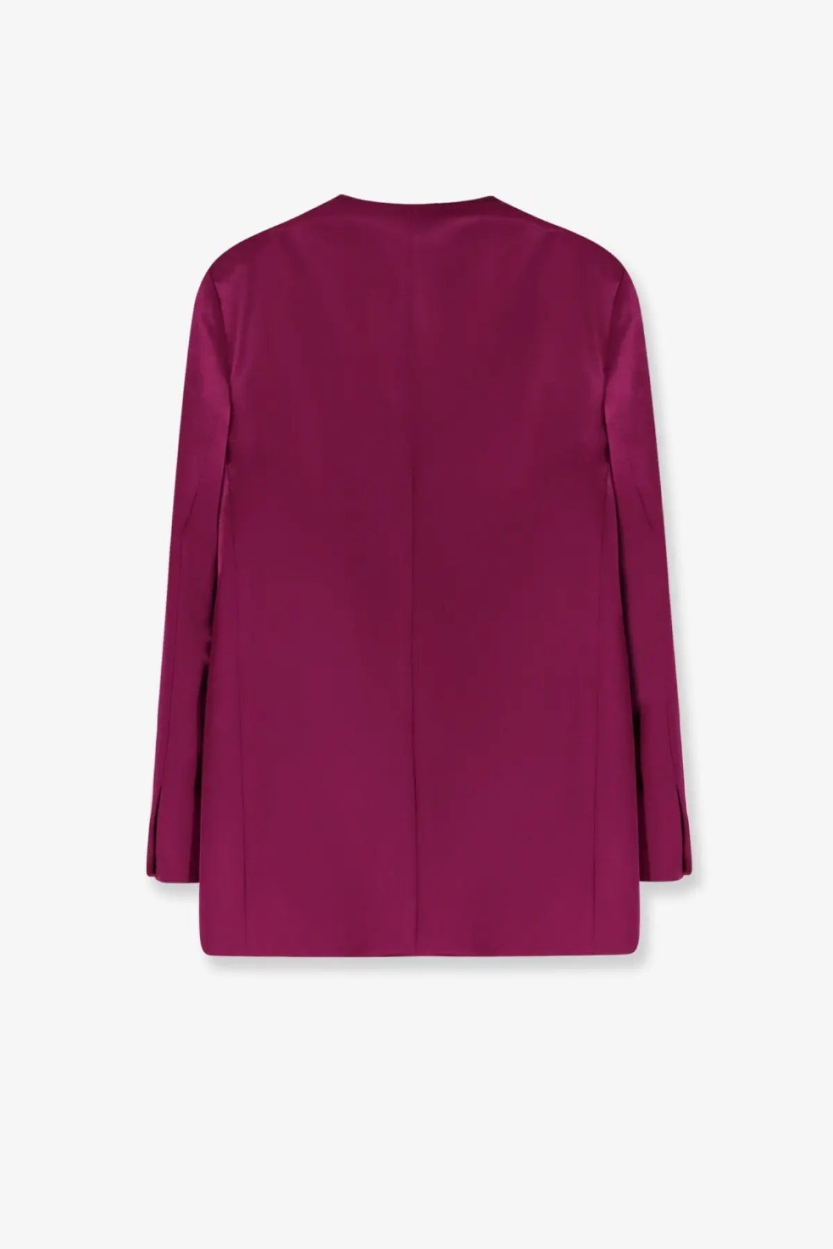 Alberta Ferretti women’s satin blazer in deep magenta with smooth finish and subtle vertical seam detailing