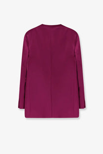 Alberta Ferretti women’s satin blazer in deep magenta with smooth finish and subtle vertical seam detailing