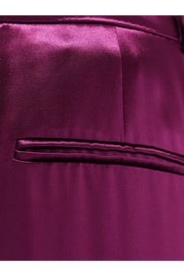 Alberta Ferretti women’s satin trousers purple featuring a rich deep purple satin pocket with glossy finish and stitched edges