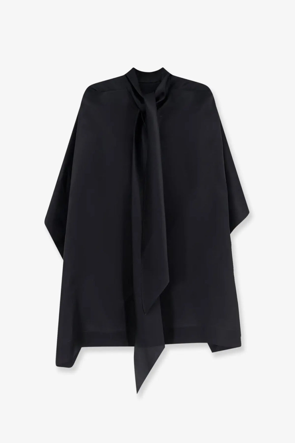 Alberta Ferretti women’s black silk cape with draped front and asymmetrical hem for elegant layering