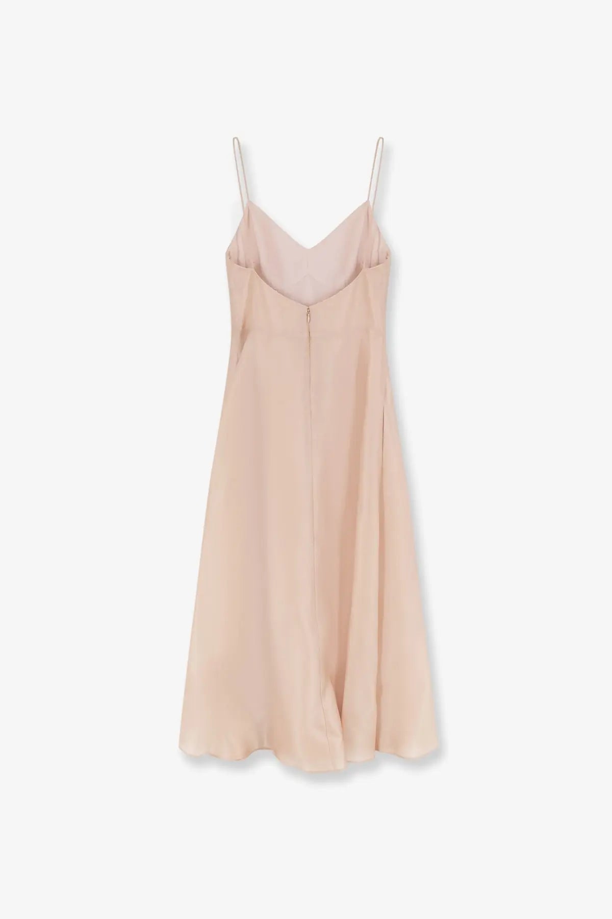 Alberta Ferretti women’s silk blush pink slip dress with delicate spaghetti straps and subtle v-neckline