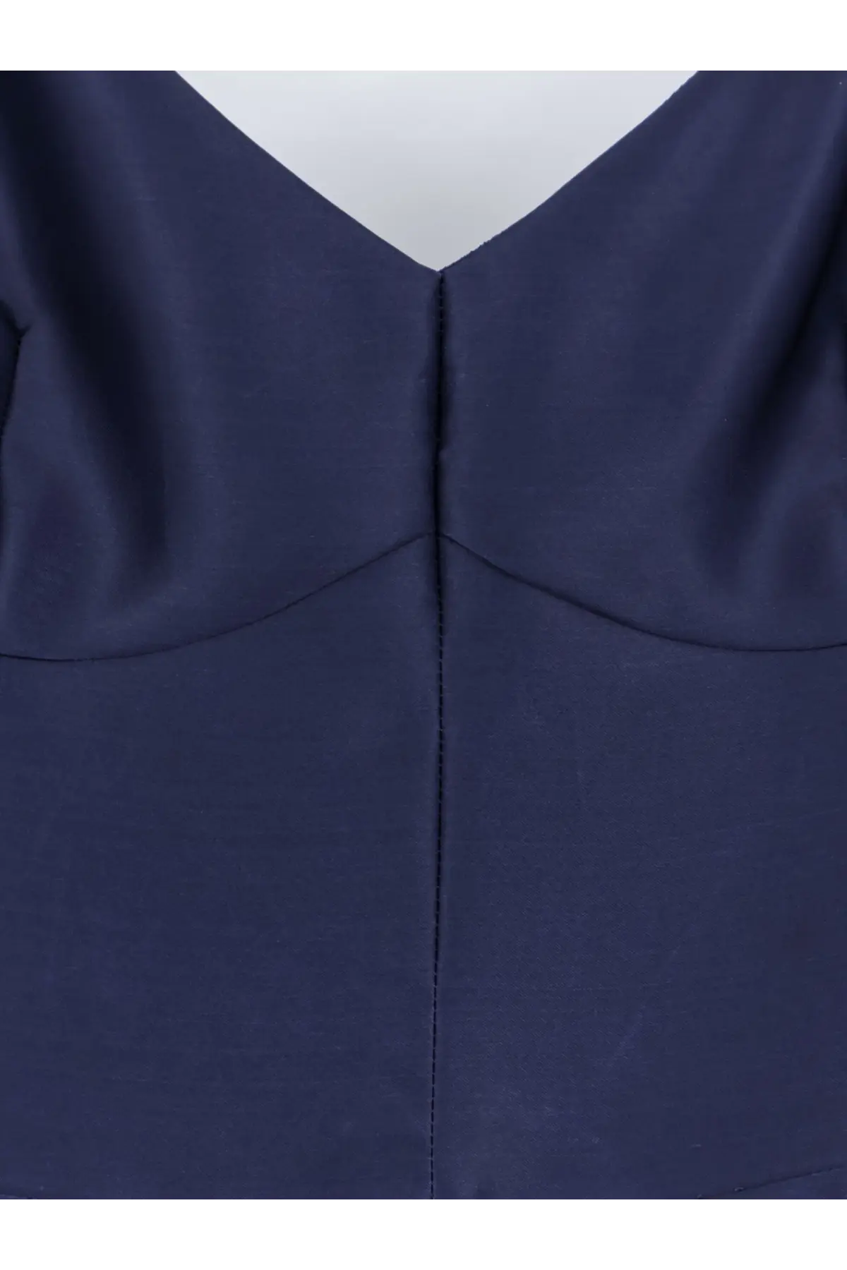 Alberta ferretti women’s silk navy blue v-neck dress with smooth tailored fabric and structured seams
