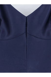 Alberta ferretti women’s silk navy blue v-neck dress with smooth tailored fabric and structured seams