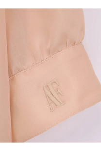 Alberta ferretti women’s silk shirt beige with beige puffer jacket cuff featuring subtle embroidered af logo