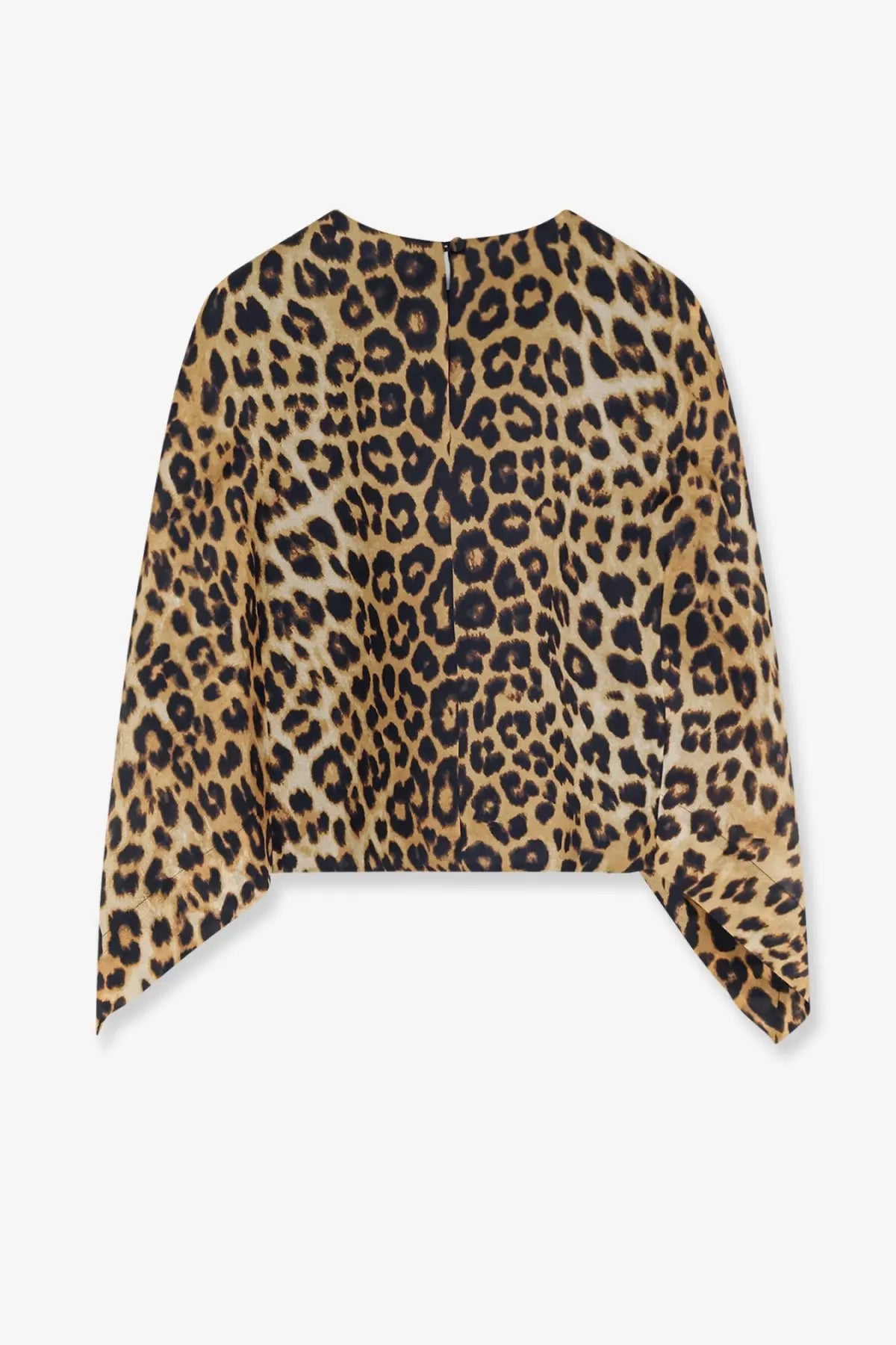 Alberta Ferretti women’s silk blouse in beige and black leopard print with a flowing loose fit