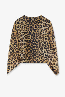 Alberta Ferretti women’s silk blouse in beige and black leopard print with a flowing loose fit