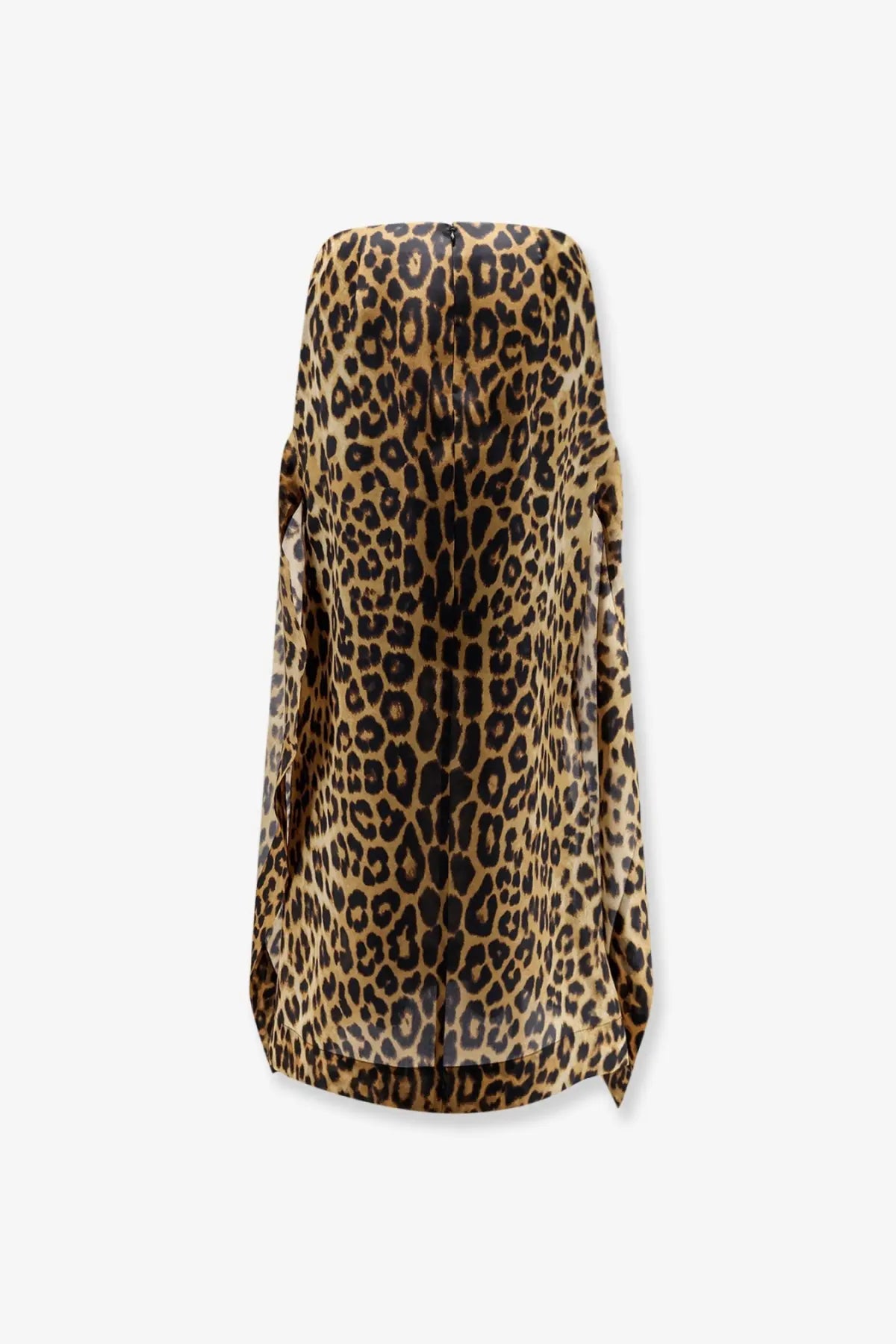 Alberta Ferretti women’s silk skirt with beige and black leopard print and a draped asymmetrical hemline