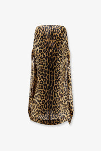 Alberta Ferretti women’s silk skirt with beige and black leopard print and a draped asymmetrical hemline