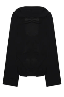 Alberta Ferretti women’s black hooded top with subtle bow detail at neckline in lightweight fabric