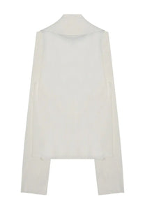 Alberta ferretti women’s chiffon white blouse with high collar long flowing sleeveless lightweight fabric