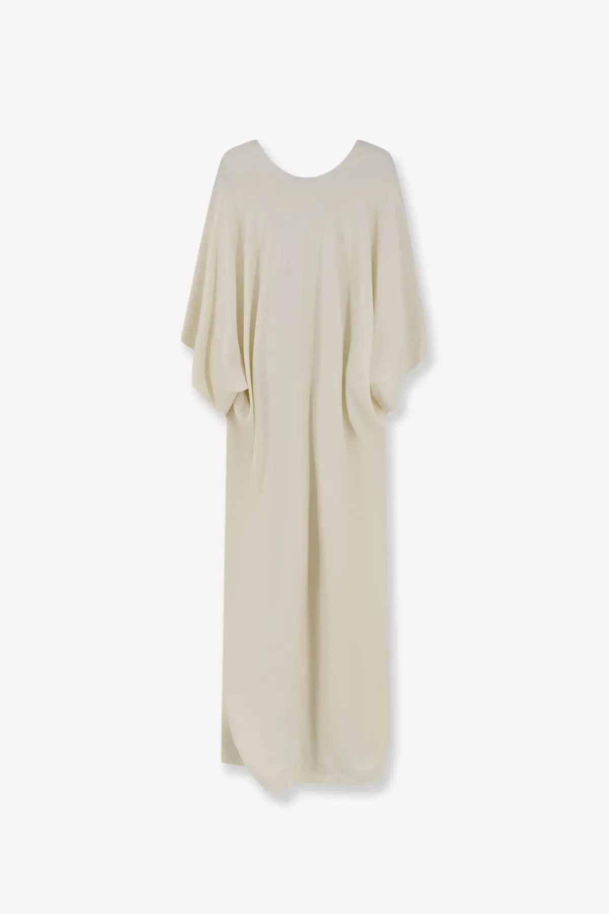 Alberta Ferretti women’s off-white viscose long dress with flowing fabric wide draped sleeves and relaxed fit
