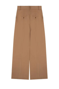 Alberta Ferretti women’s beige wide leg tailored trousers with clean design and subtle front pockets