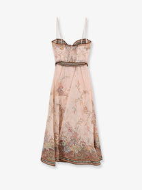 Zimmermann Women's Alchemy Silk and Linen Blend Midi Dress Blue