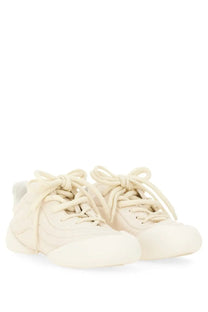 Alexander McQueen men’s flexion sneaker white cream-colored suede with tied laces and chunky sole front view