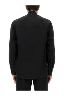 Alexander mcqueen men’s black jacket shirt harness with long sleeves structured collar and subtle seam detailing