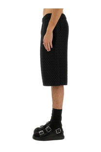 Alexander mcqueen men’s black textured knit knee-length shorts with relaxed fit and side pockets